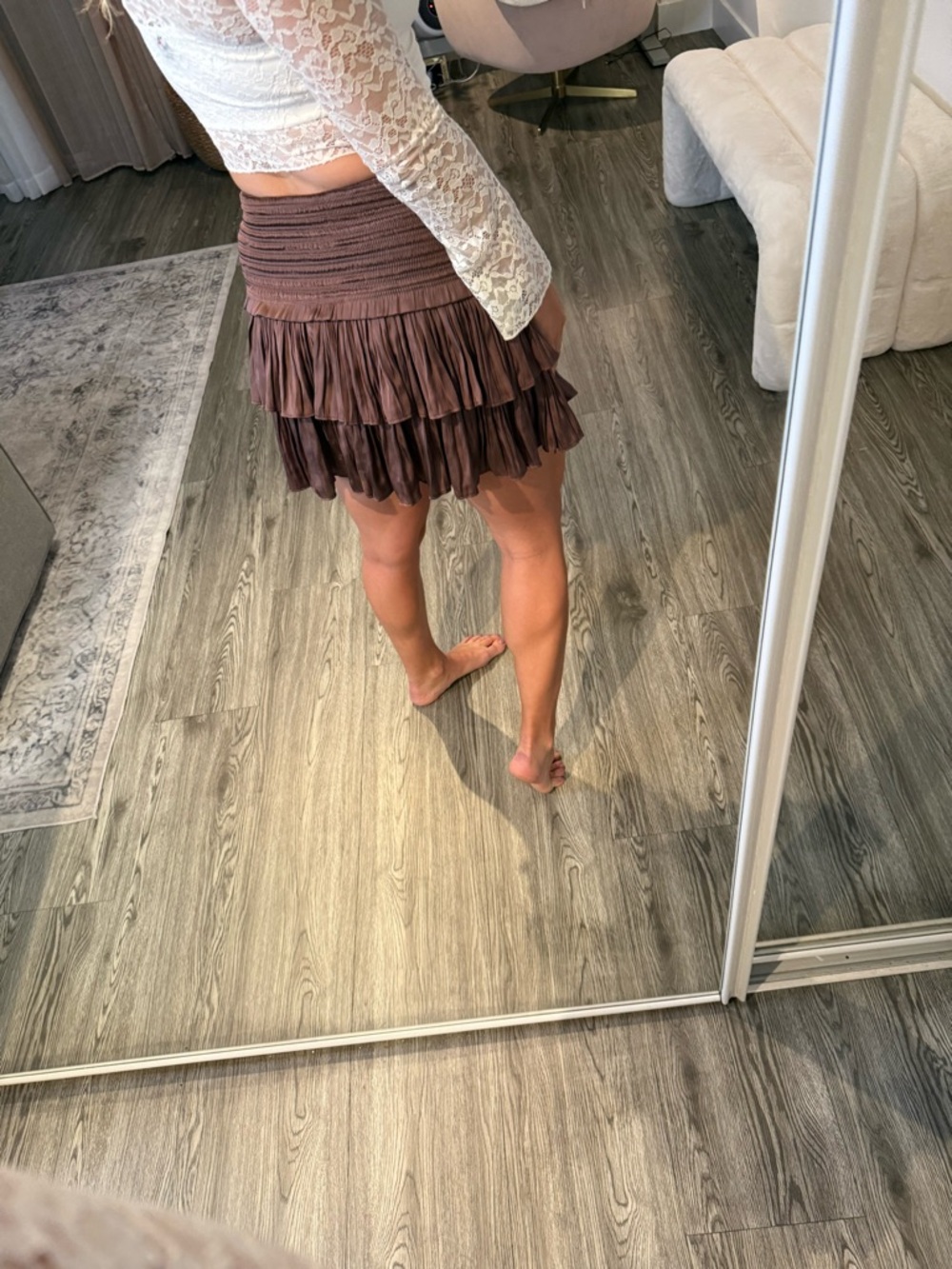 Silk Ruffled Mini Skirt - Picture 2 of 3